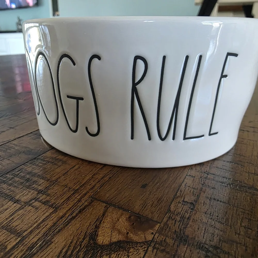 Rae Dunn White 'Dogs Rule' Ceramic Bowl